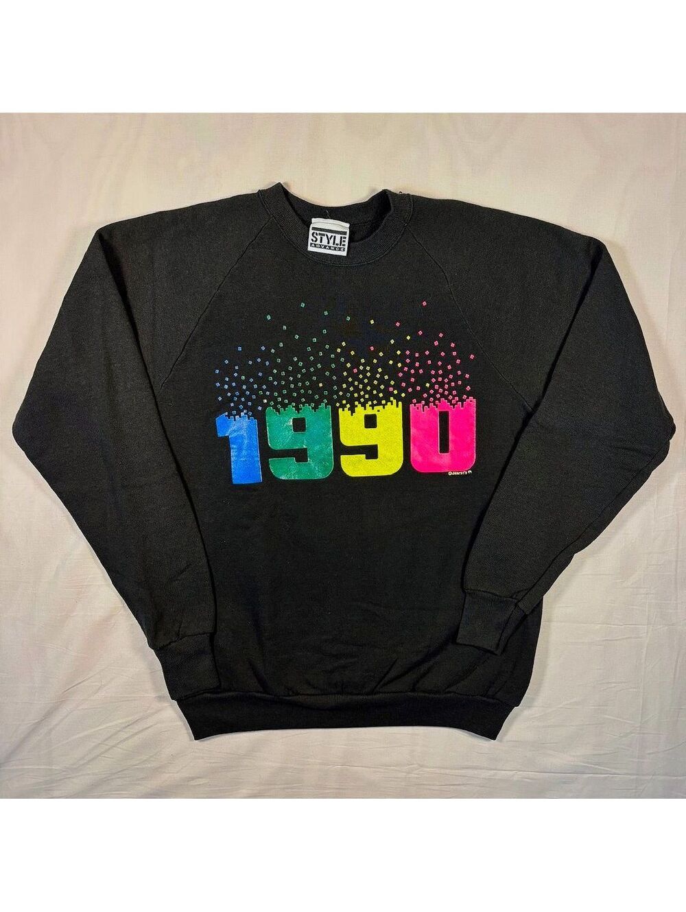 VTG 1989 Screen Stars Sharky's New Year 1990 Countdown Crewneck Sweatshirt XL